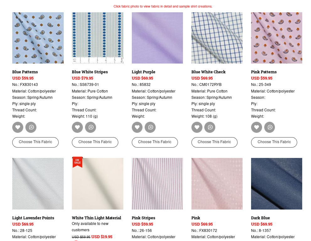 Modern Tailor fabric selection